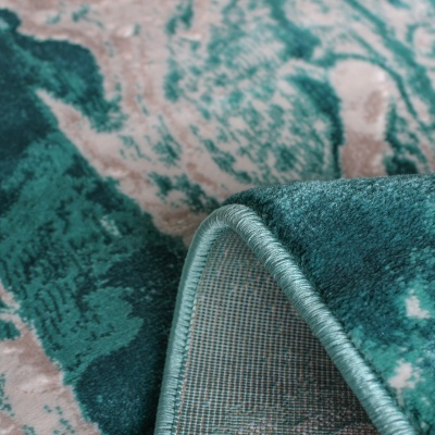 Tapete abstrato verde-azulado, azul celeste e bege com textura e dobra visível