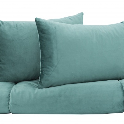 Conjunto de roupa de cama verde água com duas almofadas e lençol