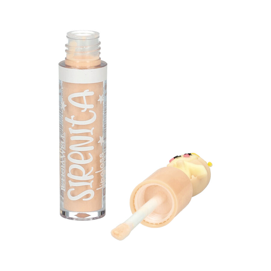 Batom líquido nude Sirenita com tampa decorada e fundo branco