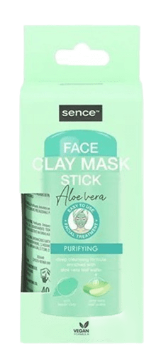 Máscara facial em stick sence com aloe vera e argila