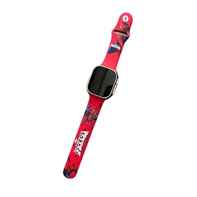 Relógio digital Homem-Aranha com bracelete vermelha e mostrador retangular preto