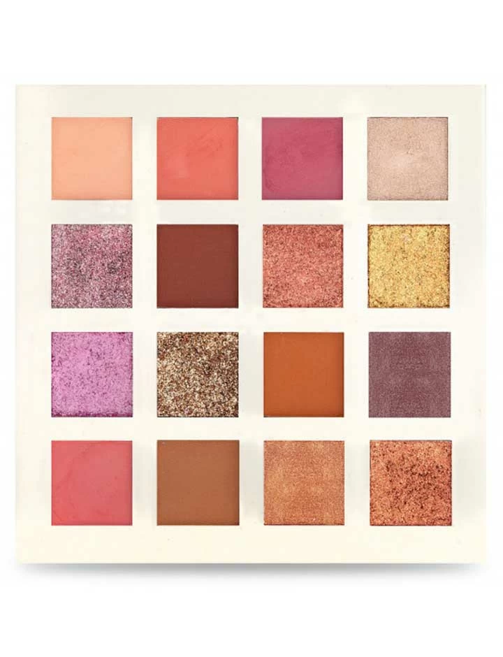 Paleta de 16 sombras coloridas para maquilhagem em fundo branco