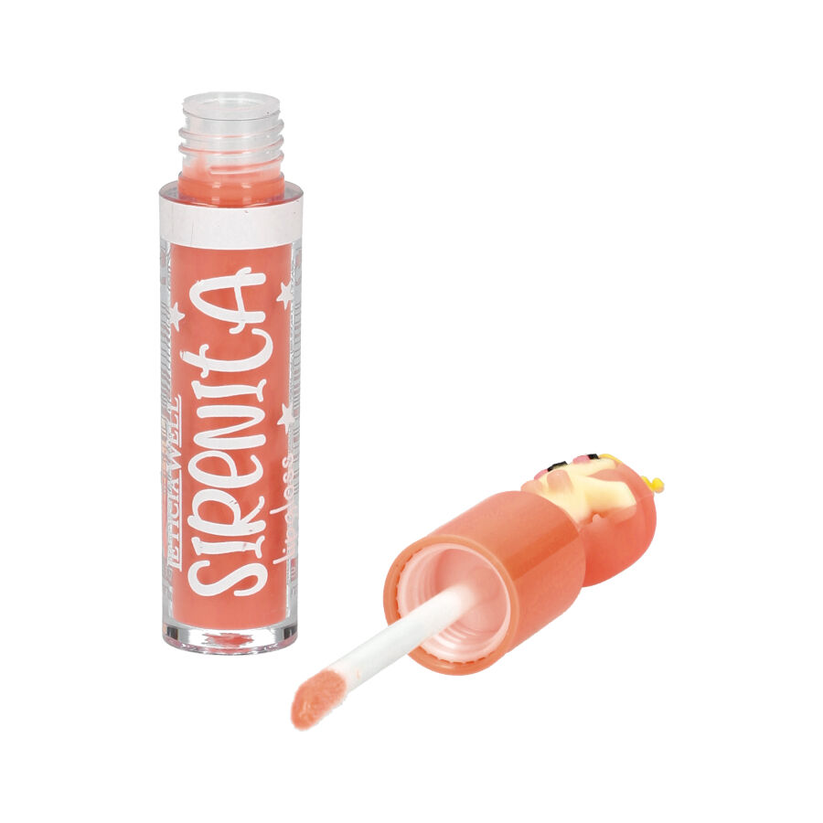 Brilho labial líquido com tampa coral e aplicador