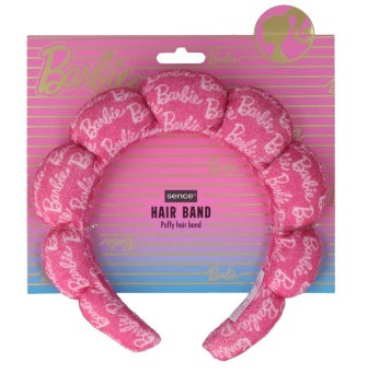 Aro de cabelo rosa acolchoado com padrão Barbie
