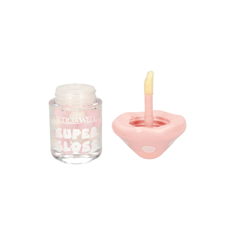 Frasco de gloss labial com tampa rosa e aplicador