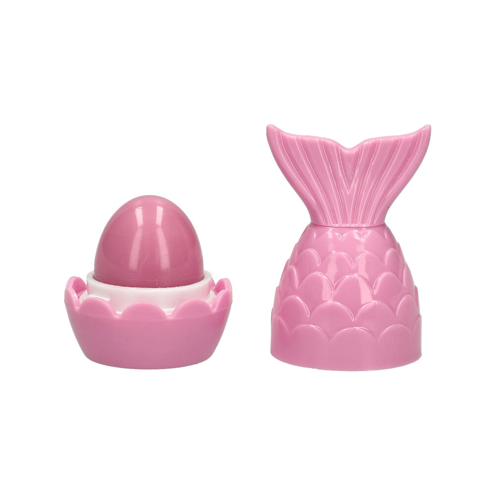 Egg holder and lid shaped like a pink mermaid tail