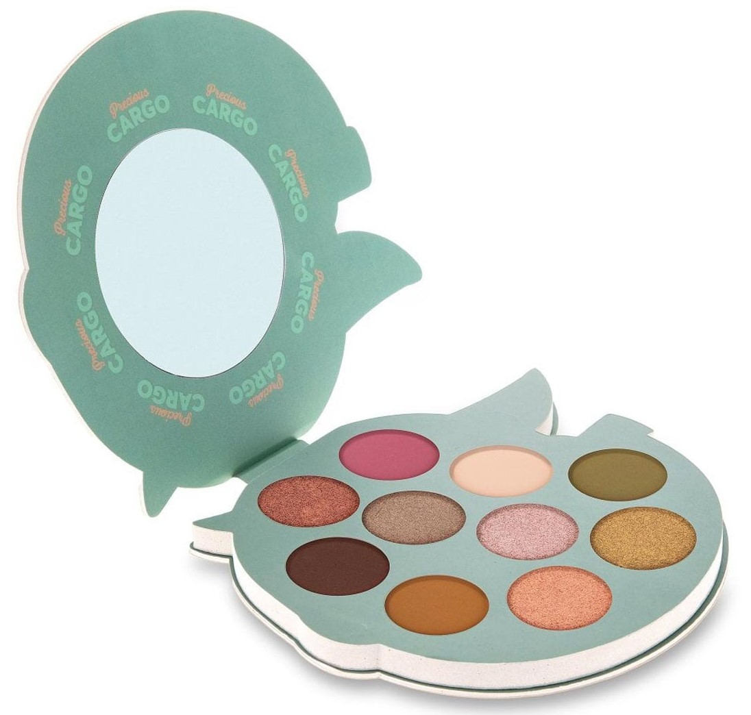 Paleta de sombras de olhos em forma de folha com espelho