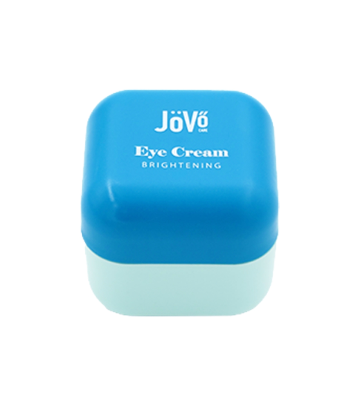 Embalagem azul e branca de creme para olhos JöVó