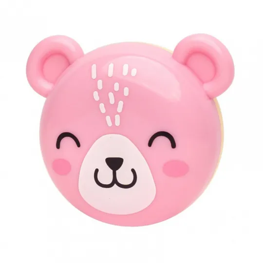 Rosto de urso cor-de-rosa estilizado com orelhas arredondadas