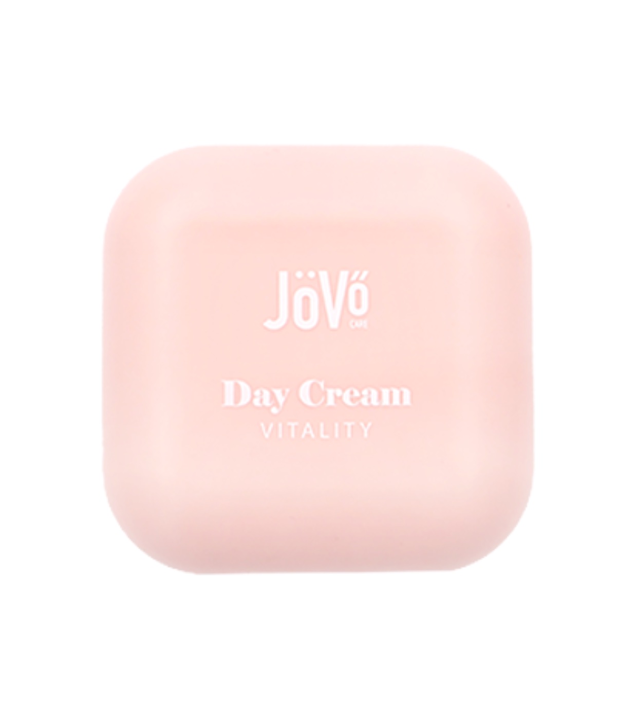 Caixa cor-de-rosa de creme de dia Jövö com texto branco