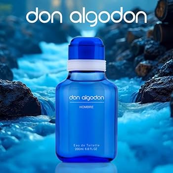 Frasco azul de Eau de Toilette Don Algodon Homme sobre pedras e água