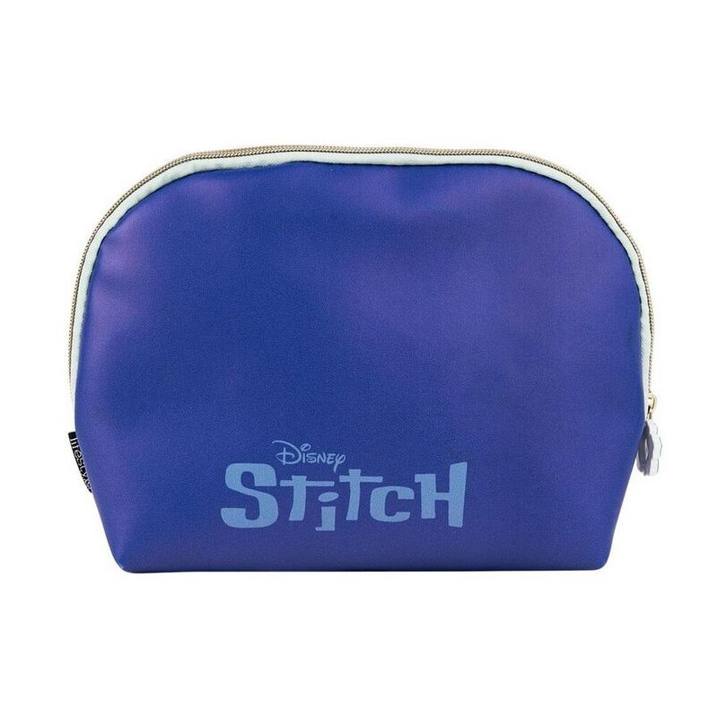 Necessaire azul com fecho zip branco e texto DISNEY Stitch