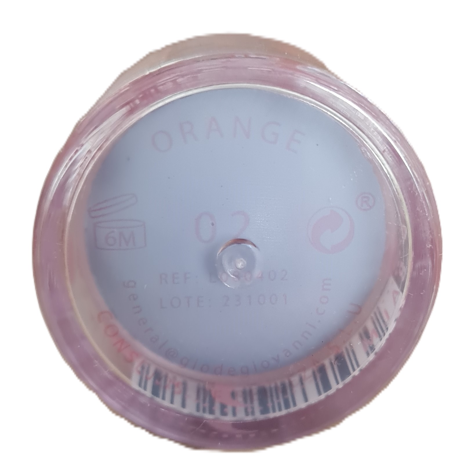 Fundo de frasco de vidro cor-de-rosa com rótulo branco e texto