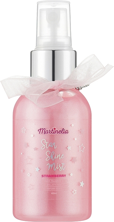 Frasco rosa com spray e laço branco da Martinelia Star Shine Mist