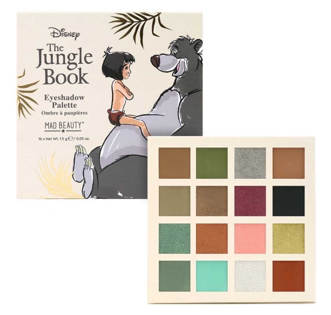 Paleta de sombras de olhos The Jungle Book da MAD BEAUTY com 16 cores e embalagem ilustrada