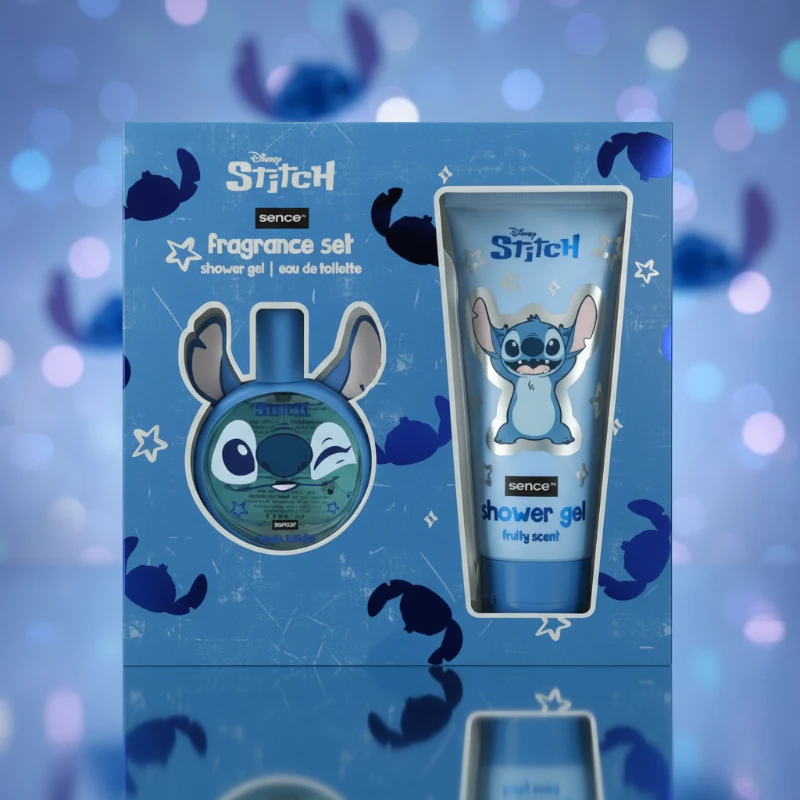 Conjunto de fragrância Disney Stitch azul com gel de duche e água de colónia