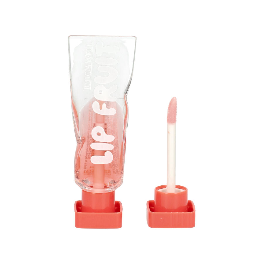 Gloss labial cor de rosa com aplicador esponjoso e embalagem transparente