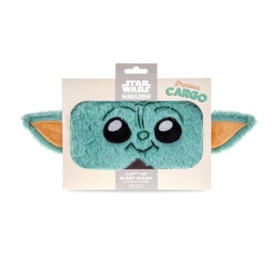 Máscara de dormir Baby Yoda felpuda verde com orelhas grandes