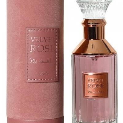 Frasco de perfume rosa com tampa transparente e embalagem cilíndrica rosa