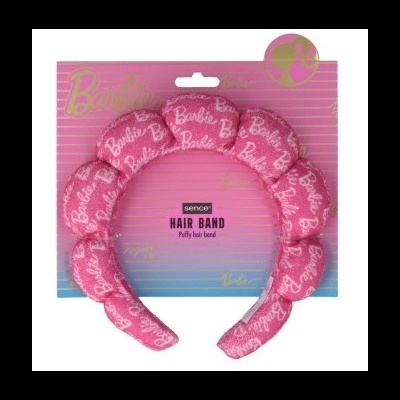 Aro de cabelo rosa acolchoado com padrão Barbie