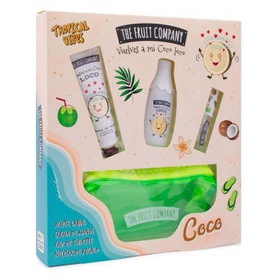 Conjunto The Fruit Company com creme de mãos, eau de toilette e embalagem verde.