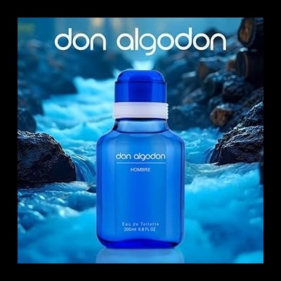 Frasco azul de Eau de Toilette Don Algodon Homme sobre pedras e água