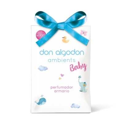 Perfume para armário Don Algodon Ambients Baby com laço azul e ilustrações infantis