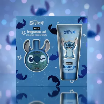 Conjunto de fragrância Disney Stitch azul com gel de duche e água de colónia