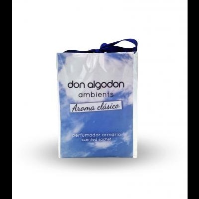 Sachê perfumado don algodon ambients aroma clássica em embalagem azul e branco com fita azul