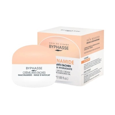 Creme anti-taches BYPHASSE com embalagem e caixa rosa e branca