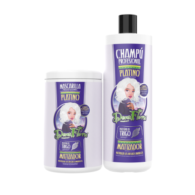 Conjunto de champô e máscara de cabelo Dona Flora Platino Matizador
