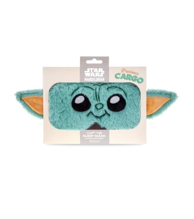 Máscara de dormir Baby Yoda felpuda verde com orelhas grandes