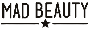 Logótipo MAD BEAUTY em preto com linha e estrela