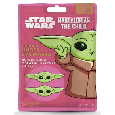 Embalagem rosa de máscara facial para olhos com personagem The Child de Star Wars