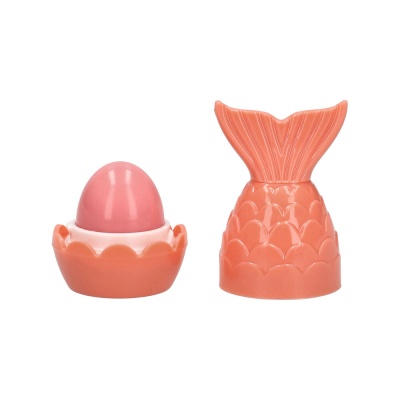 suporte para ovo cor de coral em cerâmica com cauda de sereia