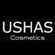 Logótipo da marca USHAS Cosmetics em fundo preto