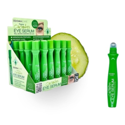 Sérum para olhos pepino DDONNA CARE em embalagem verde com aplicador roll-on