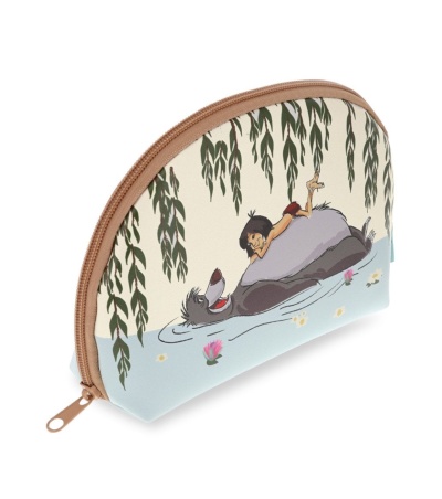 Nécessaire com estampa dos personagens Mogli e Balu numa lagoa