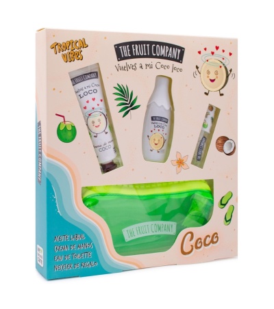 Conjunto The Fruit Company com creme de mãos, eau de toilette e embalagem verde.