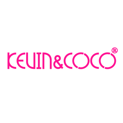 Logotipo KEVIN&COCO em rosa sobre fundo branco