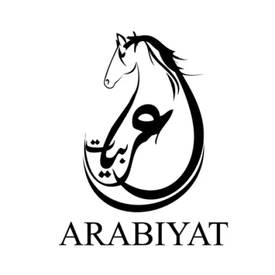 Logo com desenho de cavalo e texto ARABIYAT