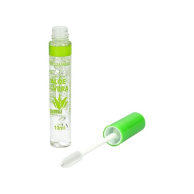frasco transparente com tampa verde e aplicador