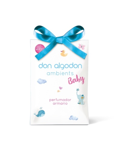 Perfume para armário Don Algodon Ambients Baby com laço azul e ilustrações infantis
