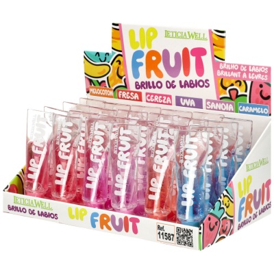 Expositor de gloss labial LIP FRUIT em várias cores e sabores