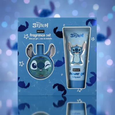 Conjunto de fragrância Disney Stitch azul com gel de duche e água de colónia