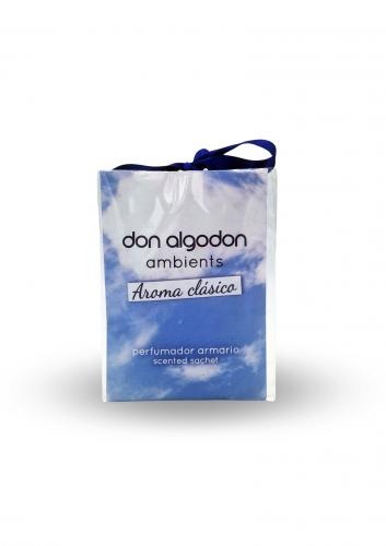 Sachê perfumado don algodon ambients aroma clássica em embalagem azul e branco com fita azul