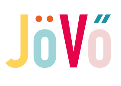 Logótipo colorido JöVõ em fundo branco