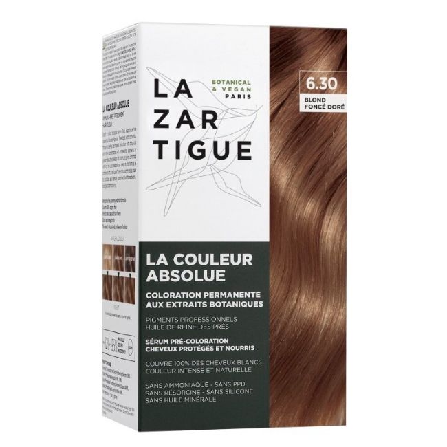Lazartigue - Coloração Permanente Cor 6.30 Louro Escuro Dourado Caixa de coloração de cabelo LAZARTIGUE 6.30 loiro escuro dourado