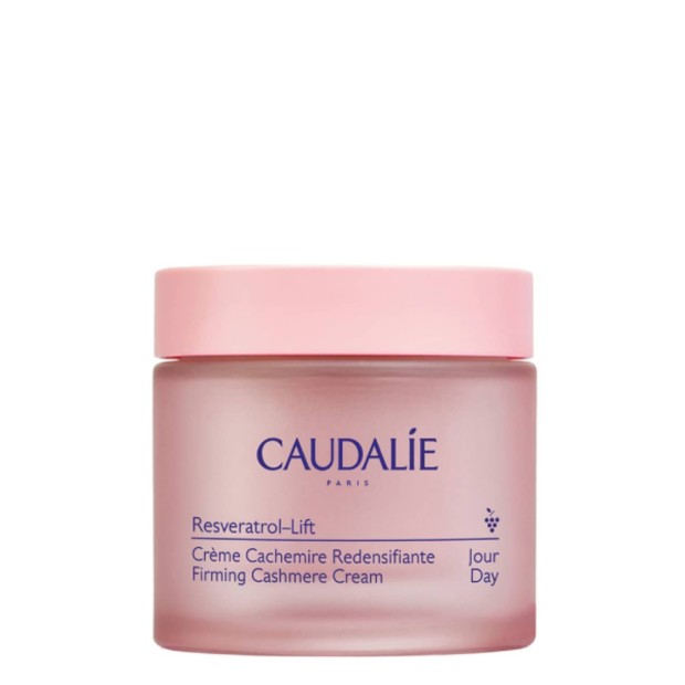 Caudalie - Resveratrol-Lift Creme Caxemira Redensificador 50ml Frasco rosa fosco de creme Caudalie Resveratrol-Lift de dia