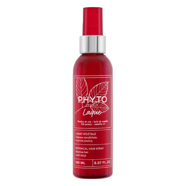 Phyto - Laque Végétal Laca Fixação Natural 150ml Frasco vermelho de spray de cabelo botânico PHYTO com tampa spray vermelha e rótulo branco